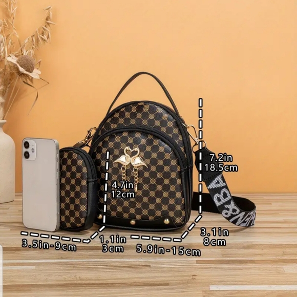 Designer Inspired Kissing Doves Handbag and Purse Set - Picture 16 of 16